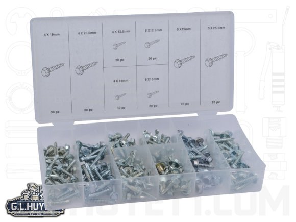 HEX HEAD, DRILL SCREW, ASSORTMENT,  200 PIECE