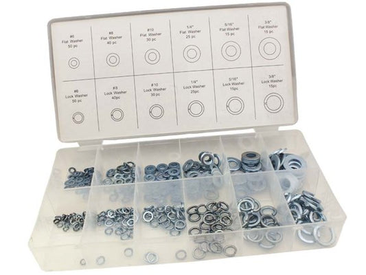 LOCK & FLAT WASHER, ASSORTMENT, 350 PIECE