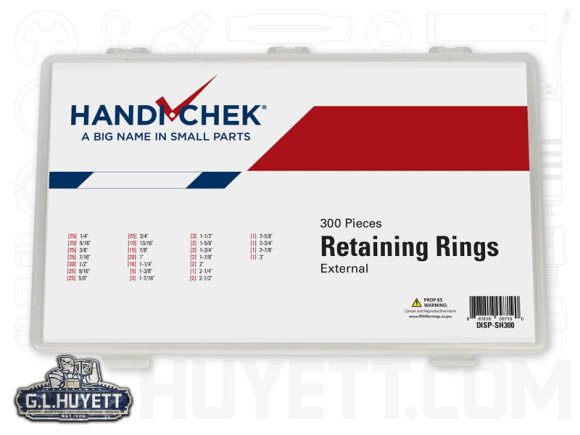 RETAINING RING, EXTERNAL, ASSORTMENT, 300 PIECE, HANDI-CHEK VERSION