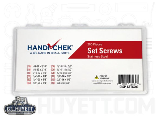 SET, SCREW, ASSORTMENT, STAINLESS STEEL, 200 PIECE, HANDI-CHEK VERSION