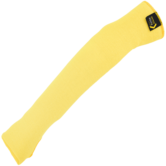 DOUBLE-PLY, ARAMID FIBER, 18-INCH, CUT AND HEAT RESISTANT, SLEEVE WITH THUMB SLOT AND FLARED FOREARM